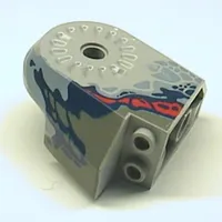 Animal Body Part, Dinosaur Body Quarter with Pin Holes, Dark Gray/Sand Blue/Dark Blue/Red Print