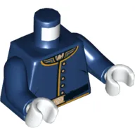 Torso Cavalry Uniform, 5 Buttons, Belt Print, Dark Blue Arms, White Hands