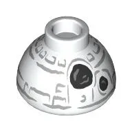 Brick Round 1.5 x 1.5 Dome Top with Snowman BB-8, Black Coals Print