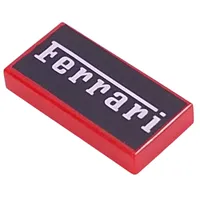 Tile 1 x 2 with White 'Ferrari' on Black Background print