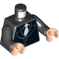 Torso Suit Jacket with White Tie Print, Black Arms, Light Nougat Hands