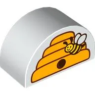 Duplo Brick 2 x 4 x 2 Curved Top with Beehive, Bee print