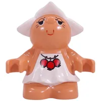 Duplo Figure Little Forest Friend Female with White Dress with Three Red Berries Print (Dreamer Meadowsweet)