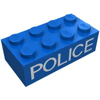 Brick 2 x 4 with White 'POLICE' Thin Print