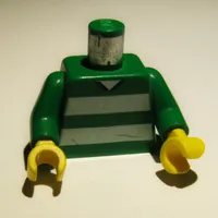 Torso Soccer Horizontal White Stripes and '18' Back Print, Green Arms, Yellow Hands