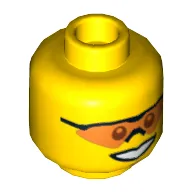 Minifig Head Hero / Pit Crew, Orange Sunglasses with Nose Piece, Smile and Chin Dimple Print [Hollow Stud]