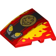 Wedge Curved 4 x 3 No Studs [Plain] with Headlights, Yellow Flames, Flaming Skull print