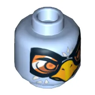 Minifig Head Equila / Ewar, Dual Sided, Eagle with Beak, Yellow Eyes / Orange Goggles Print [Hollow Stud]