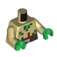 Torso Pixelated Dark Green and Green Squares, Belt print, Tan Arms, Bright Green Hands