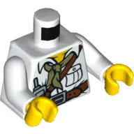 Torso Shirt with Pocket, Scarf, Belt and Radio Print, White Arms, Yellow Hands