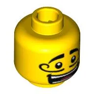 Minifig Head Circus Ringmaster, Moustache Curly Long, Open Mouth Grin, White Pupils Print [Blocked Open Stud]