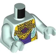 Torso, Gold Chains/Necklace, Yellow Belt, Dark Purple/Magenta Decorations print, Light Aqua Arms and Hands