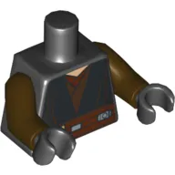 Torso Jedi Robe, Dark Brown Belt Print, Dark Brown Arms, Black Hands