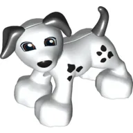 Duplo Animal Dog Large Paws with Black Ears and Tail and Spots, Eyes Looking Left Print
