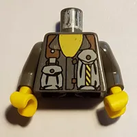 Torso Shirt with Two Pouches on Chest Print (Docs), Dark Gray Arms, Yellow Hands