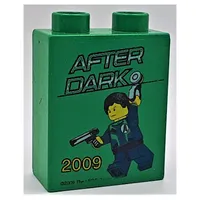 Duplo Brick 1 x 2 x 2, with Agents 'After Dark 2009 Legoland Windsor' Print