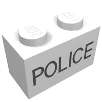 Brick 1 x 2 with Thin Black 'POLICE' Print