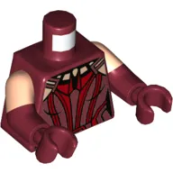 Torso, Dual Molded Arms, Bodysuit, Red Trim, Light Nougat Neck print, Light Nougat Sleeves Pattern, Dark Red Arms and Hands
