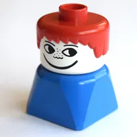 Duplo 2 x 2 x 2 Figure Brick Early, Short Spiky Hair Red, Nose Freckles Print