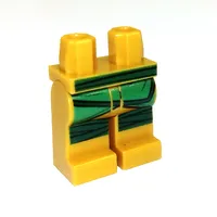 Hips and Pearl Gold Legs with Dark Green Belt and Knee Wraps, Green Robetails Print