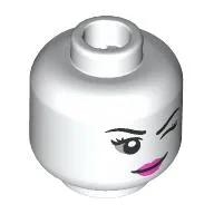 Minifig Head Harley Quinn, Eyebrows, Light Bluish Grey Eyeshadow, Dark Pink Lips, Wink / Pink Bubblegum Bubble Print