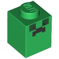 Brick 1 x 1 with Pixelated Back Face (Creeper) print