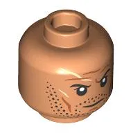 Minifig Head Boba Fett, Scars, Stubbled Beard