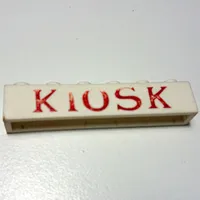 Brick 1 x 6 without Bottom Tubes with Cross Side Supports with 'KIOSK' Serif Red print