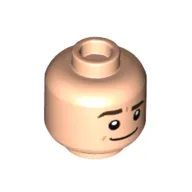 Minifig Head Jim Halpert, Thick Dark Brown Eyebrows, Smile with Raised Eyebrow / Neutral print