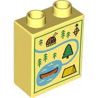 Duplo Brick 1 x 2 x 2 with Map, Ladybug, Trees, River, Lake, Tent, Cano print
