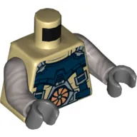 Torso with Dark Blue Harness/Straps, Copper and Silver Turbine Print, Flat Silver Arms, Dark Bluish Gray Hands