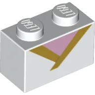 Brick 1 x 2 with 2 Pearl Gold Lines (V-Neck Shirt), Medium Lavender Triangle print