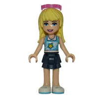 Stephanie - Medium Azure Top, Dark Blue Skirt, Sunglasses