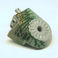 Animal Body Part, Dinosaur Body Quarter with Pin Holes, Dark Gray, Sand Green, Medium Orange, and Dark Green Streaks Print