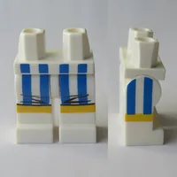 Hips and White Legs with Blue and White Boxing Trunks with Gold Piping Print