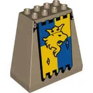 Duplo Brick 3 x 6 x 5 Slope 75° All Sides with Lion and Crown Banner Print