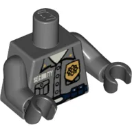 Torso Shirt, Gold Badge, 'SECURITY', Blue Belt with Radio Print, Dark Bluish Gray Arms, Black Hands