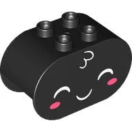 Duplo Brick 2 x 4 x 2 Rounded Ends with White Face, Dark Pink Cheeks print