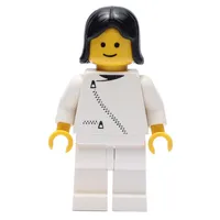 Woman, White Jacket with Zipper, White Legs, Black Hair