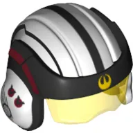 Helmet with Visor U-Wing Pilot, Trans-Yellow Visor, Wide Black Band with Yellow Rebel Insignia on Front Print