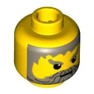 Minifig Head, Beard with Gray Hair, Moustache, and Angry Eyebrows Print