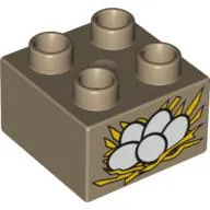 Duplo Brick 2 x 2 with 5 Eggs on Straw Print