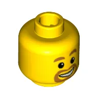 Minifig Head with Orange Beard around Mouth, White Smile, White Pupils Print [Blocked Open Stud]
