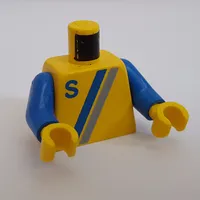 Torso Jacket, 'S' Logo, Light Gray and Blue Line Print, Blue Arms, Yellow Hands