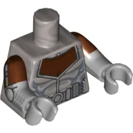 Torso, Dual Molded Arms, Muscles, Armor, Reddish Brown Neck Print, Dark Brown Sleeves Pattern, Light Bluish Gray Arms and Hands