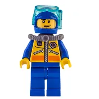 Coast Guard Diver, Blue Helmet, Airtank, Mask