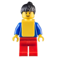 Soccer Player Blue Torso, Red Legs, Yellow Vest, Female 1