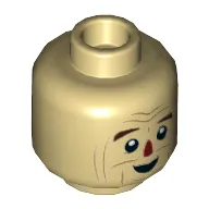 Minifig Head Scarecrow, Dual Sided, Reddish Brown Eyebrows, Dark Red Nose, Dark Orange Lines Print [Hollow Stud]