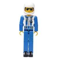 Technic Figure Blue Legs, White Top with Zip & Shoulder Harness Print, Blue Arms - White Helmet