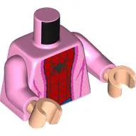 Torso, Robes over Red/Blue Spider-Man Suit, Black Spider print, Bright Pink Arms, Light Nougat Hands